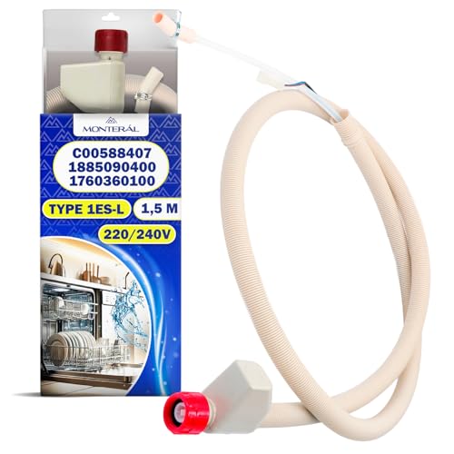 Manguera Entrada Agua con Aquastop para Lavavajillas Longitud 1,5 m Tipo 1ES-L 220/240V con Código Original C00588407 para Indesit para Hotpoint 1885090400 1760360100 para Beko - MONTERAL