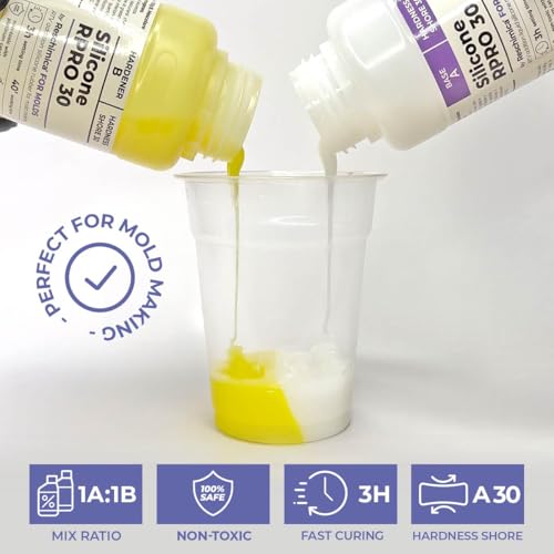 Liquid Silicone Rubber for Molds 1:1 R PRO 30, Non-toxic, Easy to Use, resistant to breakage, 30 shore, Compatible with epoxy resins, plaster, wax and other materials (1 kg)