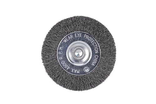Image of Century Drill & Tool 76433 3 inch Durable Fine Crimped Radial Wire Brush, 1 /4 inch Drill Shank, 4,500 RPM - Ideal for Rust /Paint Removal, Deburring, & More