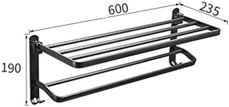 Space Aluminum Bathroom Black Towel Rack Fashion Wall-Mounted Folding Storage Towel Rack Bathroom Shelf image 2