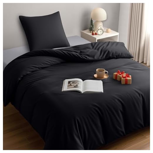 Utopia Bedding Bettwäsche 135x200 Set - Mikrofaser Bettbezug 135x200 cm + 1 Kissenbezug 80x80 cm - Schwarz 2 Utopia Bedding Bettwäsche 135x200 Set - Mikrofaser Bettbezug 135x200 cm + 1 Kissenbezug 80x80 cm - Schwarz
