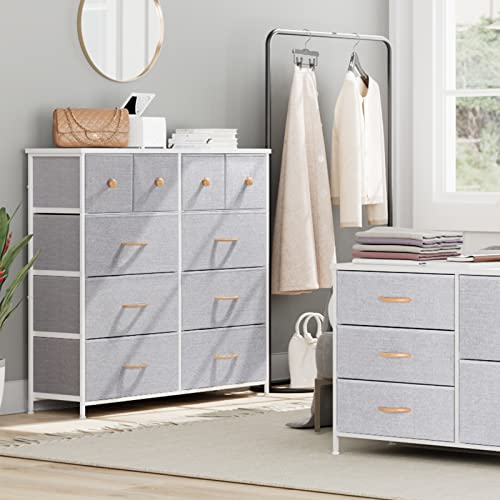 Nicehill Dresser For Bedroom With 10 Drawers, Storage Drawer Organizer, Tall Chest Of Drawers For Closet, Clothes, Kids, Baby, Living Room, Wood Board, Fabric Drawers (Light Grey) #TOP7