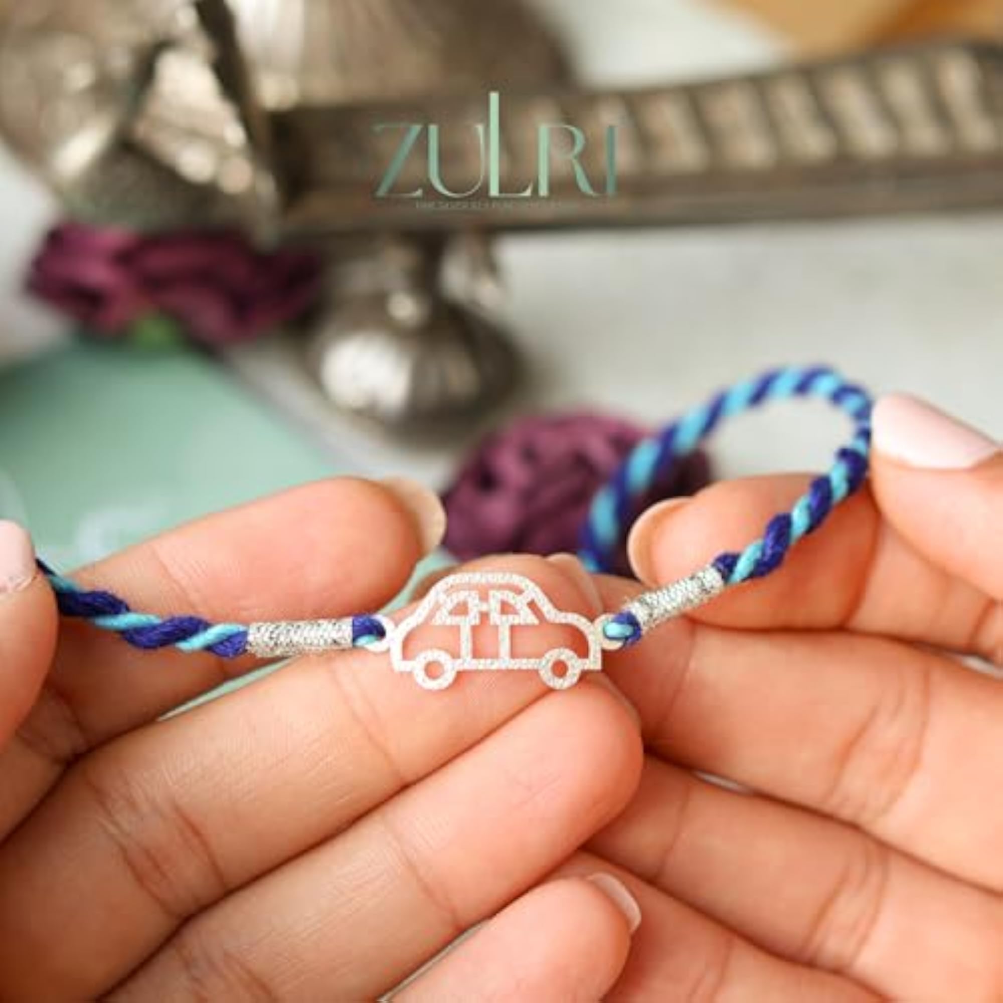 925 Sterling Silver Car Kids Rakhi for Brother
