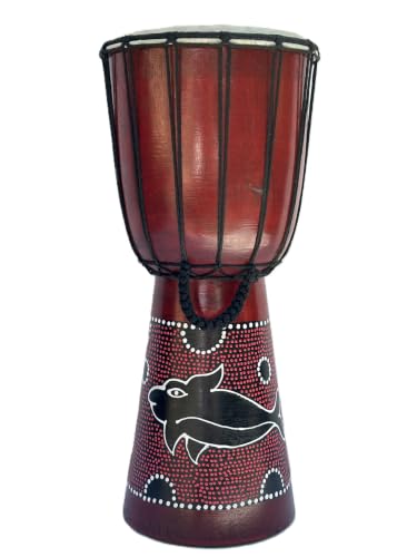40cm Djembe Trommel Bongo Holztrommel Drum Darbuka Kinder Anfänger Motiv Delfin