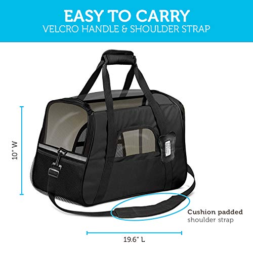 Paws & Pals Airline Approved Pet Carrier - Soft-Sided Carriers For Small Medium Cats And Dogs Air-Plane Travel On-Board Under Seat Carrying Bag With Fleece Bolster Bed For Kitten Cat Puppy Dog Taxi #TOP1