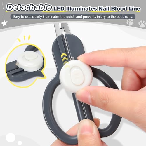 Euqvunn Krallenschere Katzen, Professional Krallenschere Kaninchen mit Doppelschneide und LED Beleuchtung, für Kätzchen, Kaninchen, Meerschweinchen, Welpen, Mittlere und Kleine Tiere (Grau Weiß)