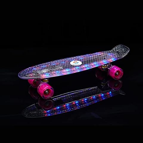 55.9 cm Skateboard mit LED-Leuchtrollen für Anfänger, intelligentes elektrisches Skateboard, reibungsloses Fahren, strapazierfähiges Polypropylen Cover