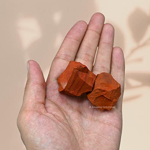 Image of Amazing Gemstone 2 Pieces Red Jasper Raw Crystals and Healing Stones, Natural Rocks for Tumbling and DIY Raw Stones and Crystals