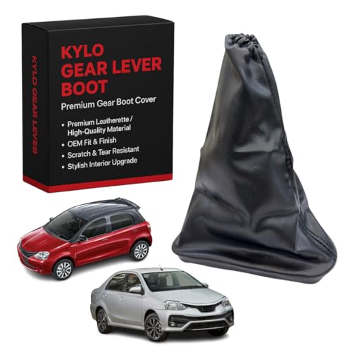 Image of KYLO Leather Gear Shift Cover - Anti-Slip, Durable, Washable Gear Knob Protector for Manual Cars Suitable for (GL Cover ETIOS)
