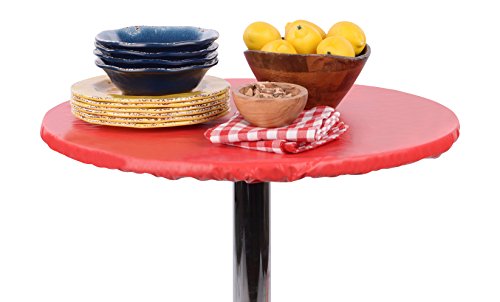 Yourtablecloth Heavy Duty Vinyl Round Fitted Tablecloth (Table Cover) with Flannel Backing Vibrant Colors Elasticized Tablecloth Great for Indoor and Outdoor Dining and Playing Cards 48” Camel Print by Yourtablecloth - Image 3