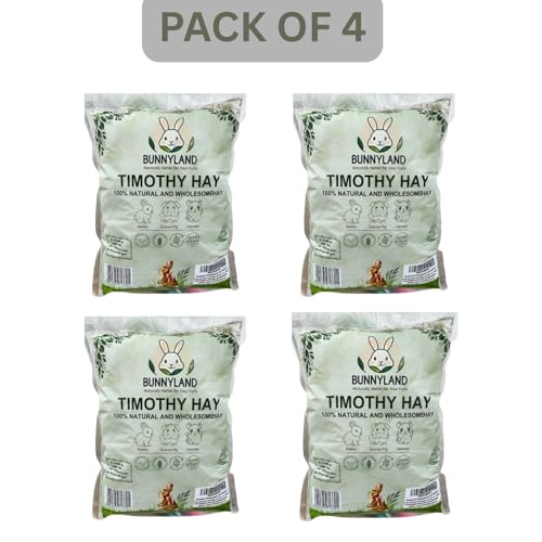 Image of Timothy Hay for Rabbits, Guinea Pigs and Hamsters for All Life Stages | 100% Natural | HIGH Fiber Food (Pack of 4)