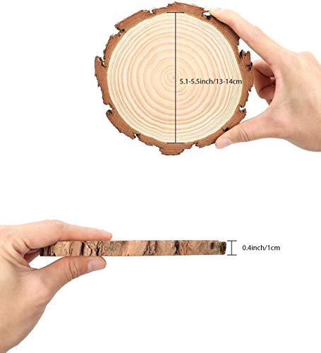 Unfinished Natural Wood Slices 12 Pcs 4.8-5.5 Inch Craft Wood Kit Circles Christmas Ornaments Centerpiece Rustic Wedding Decoration Diy Crafts With Bark #TOP1