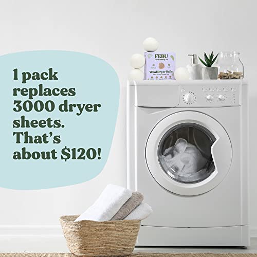 Febu Wool Dryer Balls, 4-Pack, Xl | 100% New Zealand Wool | Natural, Reusable Fabric Softener | Alternative To Dryer Sheets | Reduces Wrinkles, Shortens Drying Time, Zero Waste #TOP4