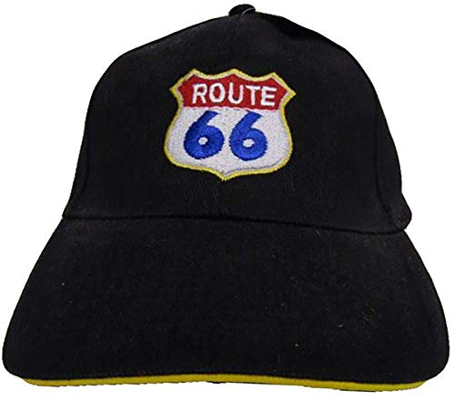 Gorra negra estilo béisbol US Route RTE 66 miniatura 3