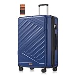 SONGMICS 28 Inch Hard Shell Suitcase, ABS Travel Luggage with TSA Lock, 4 Double Spinner Wheels, Travel Case with Strap, Large Suitcase, Expandable, Bijou Blue RLP003Q101