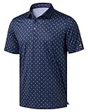 Obla Mens Golf Polo Shirts Short Sleeve Dry Fit Performance Moisture Wicking Casual Print Collared Golf Shirts for Men(Navy Golf Swing_XXL)