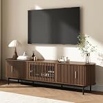 Awescuti 78.7" Mid Century Modern TV Stand for 75-85" TV, Fluted Entertainment Center with Sliding Doors & Adjustable Shelves, Large Storage Media Console for Living Room, Bedroom, Assembly Required