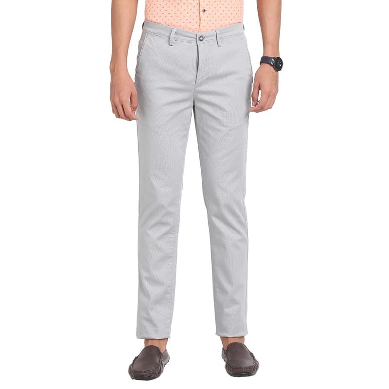 Pantalon décontracté gris homme Turtle en coton extensible et coupe ajustée imprimée
