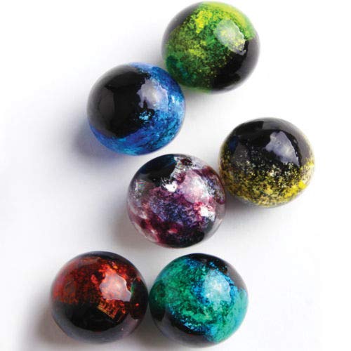 Big Game Toys~6 Constellation 16Mm Handmade Art Glass Red Green Blue Black Yellow Marbles Foil #TOP12