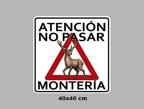 Oedim Pack 10 Señal de Atencion No Pasar Montería Ciervo | 40x40cm | Finca Privada, Coto Privado, Caza Activa | Señaletica en Material Aluminio Blanco Resistente de 3mm | Duradera y Económica