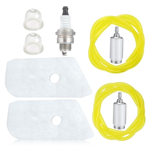 Powtol 128LD Air Filter Tune Up Kit + Fuel Line Primer Bulb Spark Plug for Hus-qvarna 124L 125C 125E 125L 128C 128L 128CD 128LDX 128R 128RJ Trimmer Parts 530150253