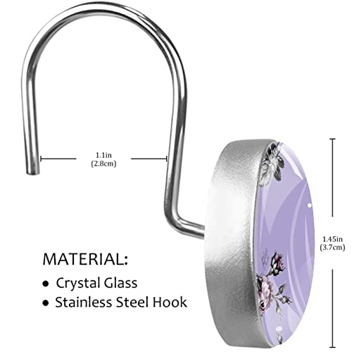 Crochets pour rideau de douche fleur violette acier inoxydable pour salle de bain