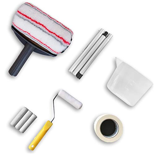 Rodillo Antigoteo Profesional Kit De Pintura Interior Tecno Prodist - Rodillo Antigoteo, Cubeta, Pincel, Cinta Y Cubretodo, 5 Piezas Herramientas Pintura Interior Exterior