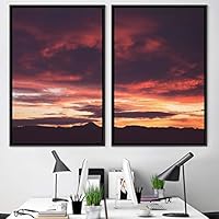 2 Piece Framed Canvas Wall Art Sunset in The Mountains Canvas Prints Home Artwork Decoration for Living Room,Bedroom - 16