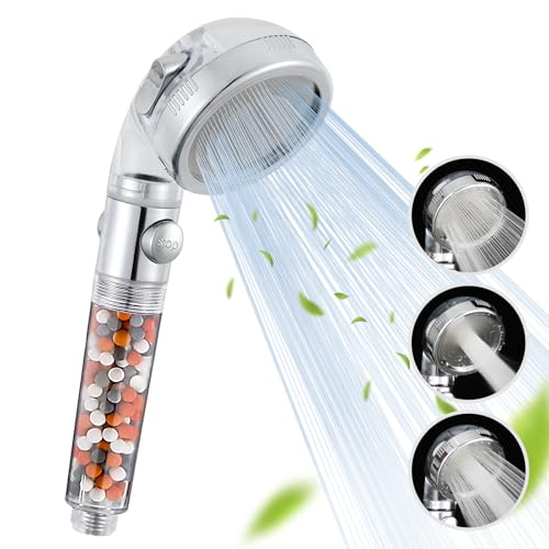 Essbhach 3 Spray Modes Shower Head with Handheld, High Pressure Shower Head with Filter and ON/OFF Button, Water Saving Filtered Shower Head for Dry Hair & Skin