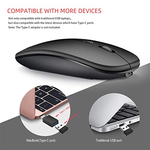 Andoer HXSJ M90 Dual Mode Wireless Mouse BT5.0 2.4G Optical Mouse Ergonômico Recarregável Mouse 1600
