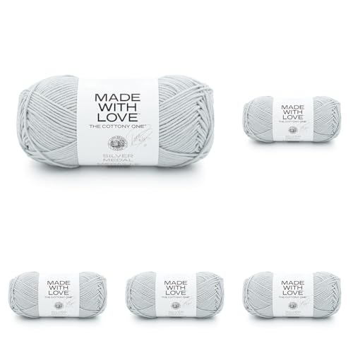 Image of Lion Brand Yarn Tom Daley-The Cottony One Yarn, 5 Pack, Silver Medal