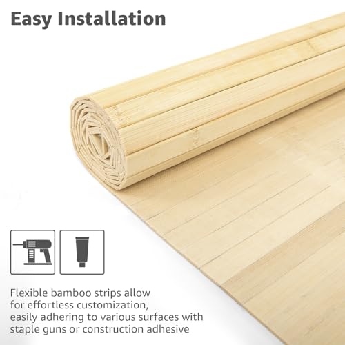 Image of Art3d 12 x 96 in Pole Wrap Natural Bamboo Wall Panel, 2-Pack, Raw