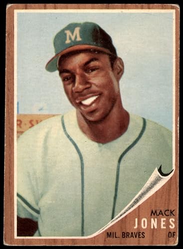 1962 Topps #186 NRM Mack Jones Milwaukee Braves (Baseball Card) (Normal Tint) GOOD Braves