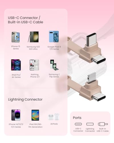Image of Sharge Flow Mini 2 Power Bank 5000mAh | 22.5W Fast Charging | Built-in USB-C & Lightning Cable | Pocket Size Portable Charger for iPhone 17 /16 /15 /14, Samsung Galaxy S26, OnePlus, AirPods | Pink