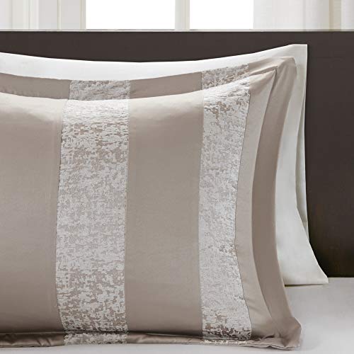 Madison Park Luxury Comforter Set-Traditional Jacquard Design All Season Down Alternative Bedding, Matching Bedskirt, Decorative Pillows, Queen(90"x90"), Ava, Pieced Taupe 7 Piece by Madison Park - Image 8