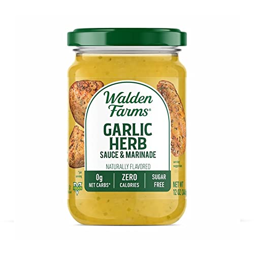 Walden Farms Garlic Herb Pasta Sauce 12 Oz Jar - Rich & Creamy, Vegan, Paleo And Keto Friendly, Non-Dairy Milk Substitute, 0G Net Carbs - Perfect For Garlic Bread, Marinated Beef, Chicken, Fish And More #TOP28