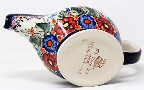 Polish Pottery Gravy Boat 16 Oz. From Zaklady Ceramiczne Boleslawiec #1258-149 Art Unikat Signature Pattern, Capacity 16 Oz. - Thumbnail 3