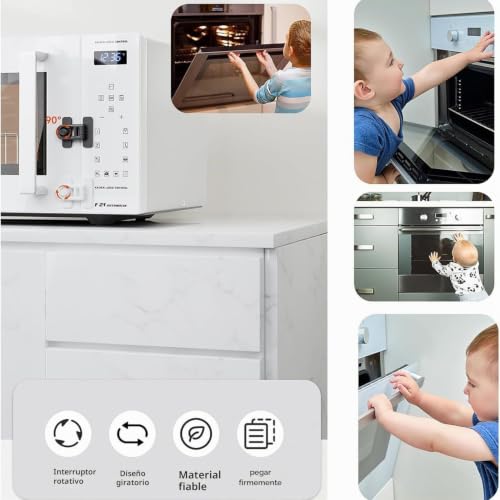 Miniatura 6 de Meiso 4 Piezas Cerraduras Para Refrigerador A Prueba De Niños, Cerradura Nevera, Seguridad Puertas Niños Autoadhesivo, Cierre Seguridad Cajones Ajustable, Para Armarios, Cajones, Frigoríficos Negro