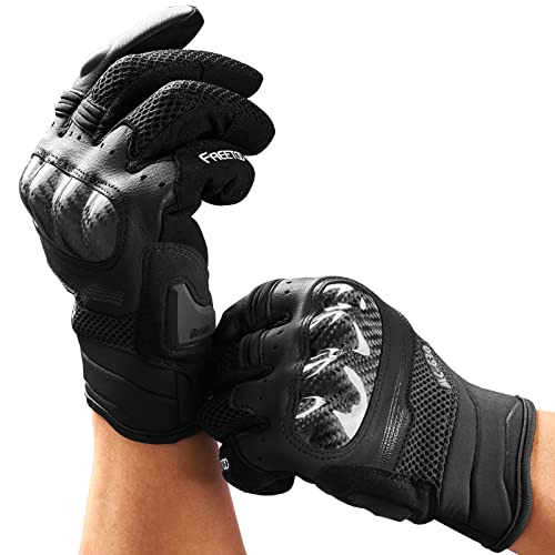 Freetoo Carbon Knuckle Armor Motorcycle Gloves For Men Women, Breathable Leather Road Riding Gloves With Tpr Palm Protection, Lightweight And Extra Grip Motorbike Gloves Touchscreen Compatible #TOP10
