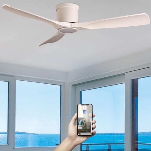 Fanelite - Brasseur d'air 132 cm blanc ARATUA - Moteur DC 35W - Lumière LED 20W dimmable 3 couleurs - Télécommande - Wifi - Contrôles vocaux - 3 pales - Très silencieux – vue 2
