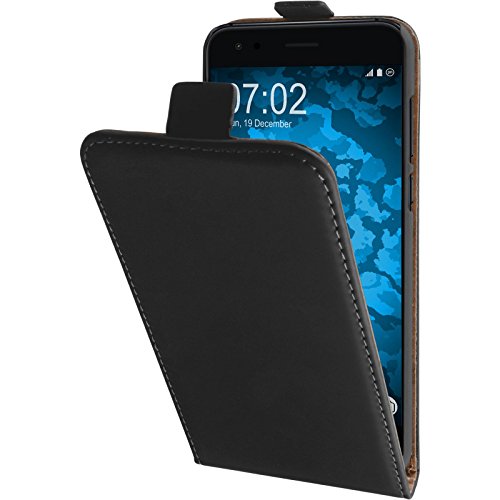 PhoneNatic Kunst-Lederhülle kompatibel mit Asus Zenfone 4 ZE554KL - Flip-Hülle schwarz Cover