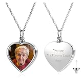 AllerPierce Personalized Photo Cremation Urn Necklace for Ashes Custom Picture Heart Locket Necklace Keepsake Cremation Jewelry Memorial Gift Ashes Necklaces for Women Men Pets
