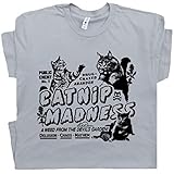 XL - Funny Cat Shirt for Men Women Guys Catnip Madness T Shirt Cute Kitten Cat Shirts Cool Meowdy Crazy Silly Retro Graphic Tee Gray
