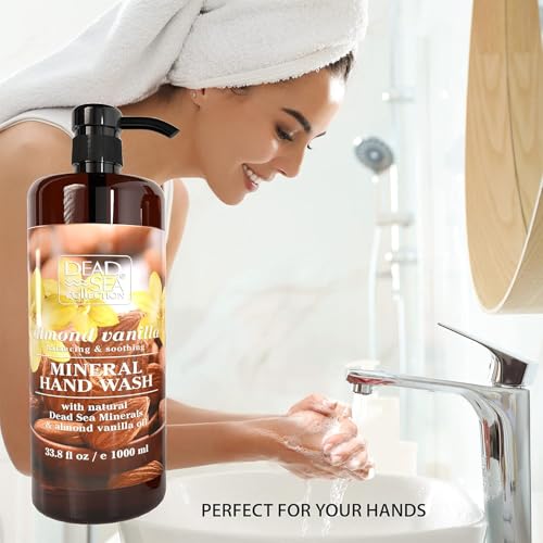 Image of Dead Sea Collection Hand Soap Pump Almond Vanilla - Moisturizing Hand Wash Liquid with Dead Sea Minerals - Almond Vanilla Oils, Balancing & Soothing Pack of 2 (33.8 Fl Oz Each) - 67.6 Fl Oz Total