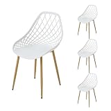 4 chaises bistrot Chaises polyvalentes : le dossier et les accoudoirs sont caractérisés par un style en maille. Le design d'inspiration nordique fusionne une touche industrielle moderne, ce qui en fait une merveilleuse assise attrayante pour tout endroit ayant besoin de détente, y compris le salon, la cour, la véranda, le café, la salle d'attente ou les espaces de bureau.