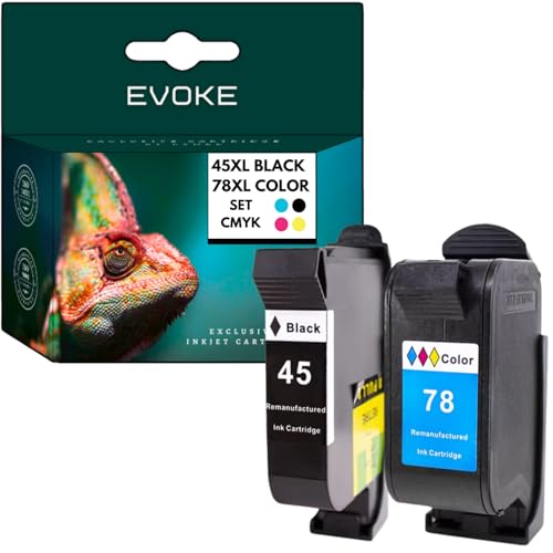 EVOKE 45 78 Patronen Set kompatibel zu HP 920C 930c 940 950c 960c 970c 980c 1280 (Set Schwarz + Tricolor) 1630 Seiten 76ml