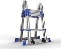 Telesladder Telescoping Ladder Aluminum Telescoping Ladder Multi-Purpose Telesladder Wheels and Bottom Rung for Roof Office Home Household Daily Loft Lighweight Portable Ma/4.45M