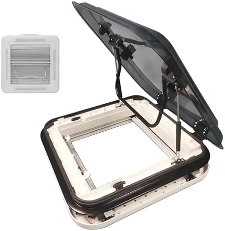 Rv Skylight Window with LED Lights, Roof Vent for Camper Trailers & Vans, Double-Layer Acrylic Cover, ABS Inner Frame, Easy to Install, 28x19.69in