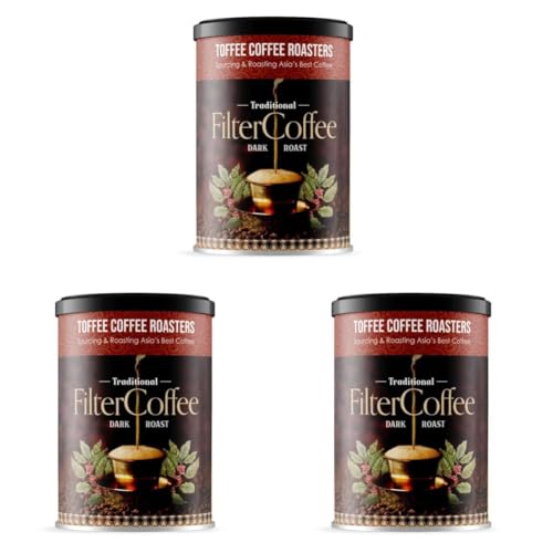 Image of Toffee Coffee Roasters | Pack of 3 (200g) South Indian Filter Coffee| As Seen On Shark Tank | Specialty Blend| Traditional Dark Roast Signature Filter Freshly Roasted Grounded Coffee