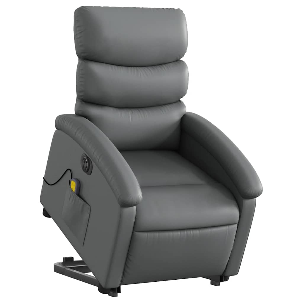vidaXL Sillón de Masaje elevable eléctrico Cuero sintético Gris